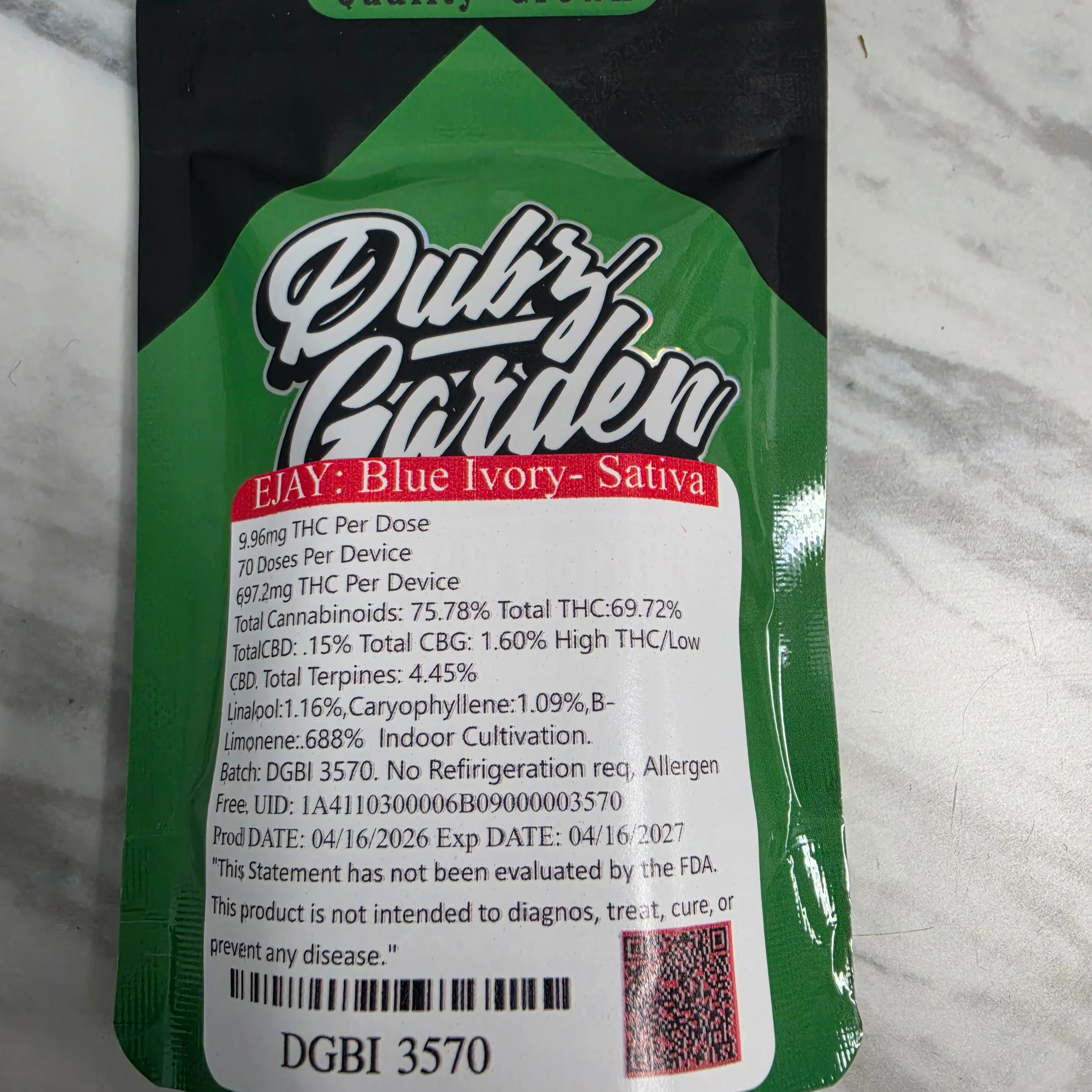 Dubz Garden E Jay Disposable: Blue Ivory